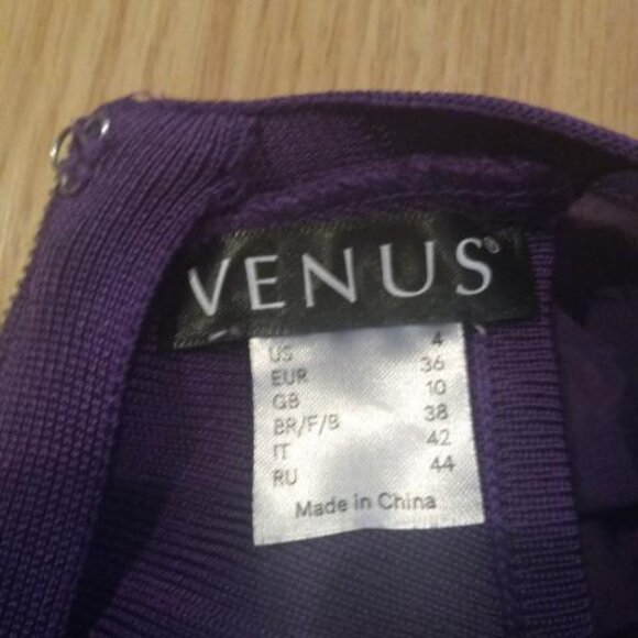 Venus Purple Chiffon Sheer Overlay Bodycon Bandage Dress Size 4 - Picture 2 of 6